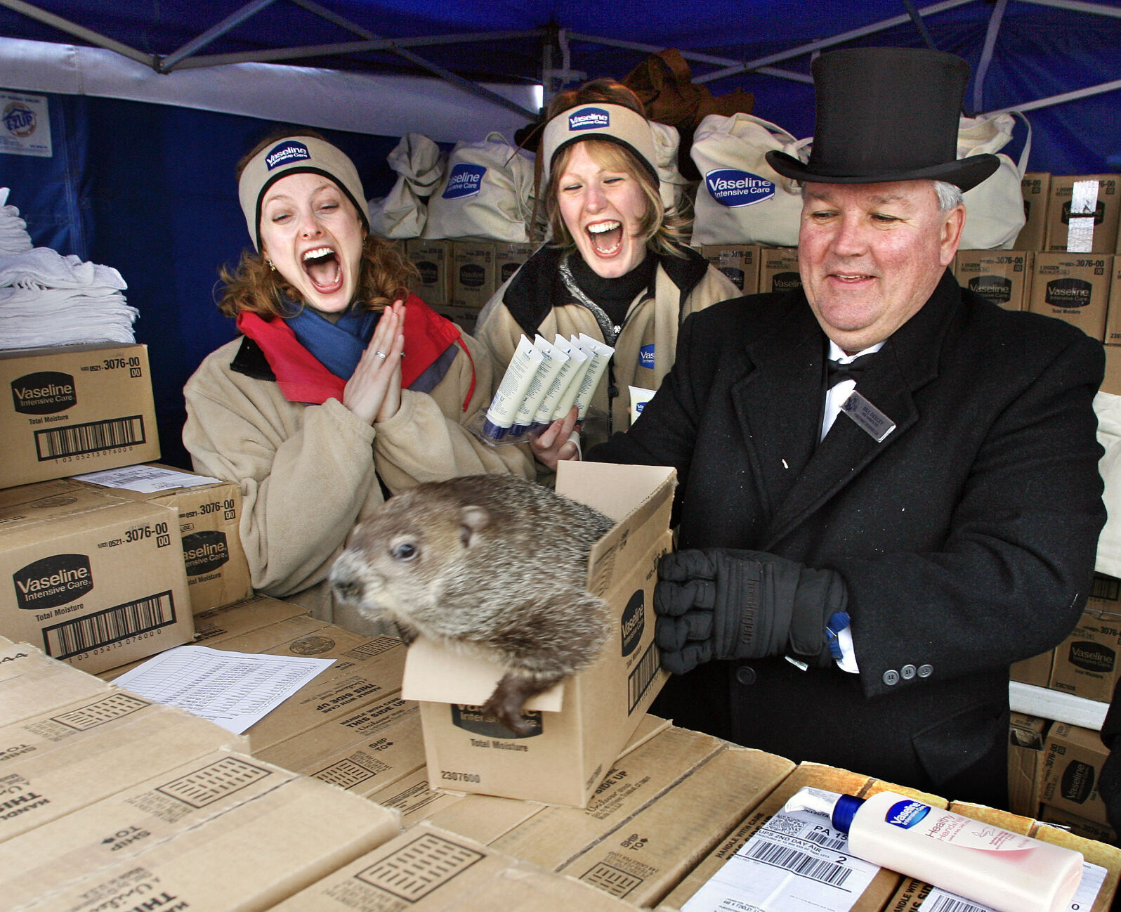 PUNXSUTAWNEY PHIL OUT OF THE BOX IN GROUNDGROUND DAY FESTIVITIES